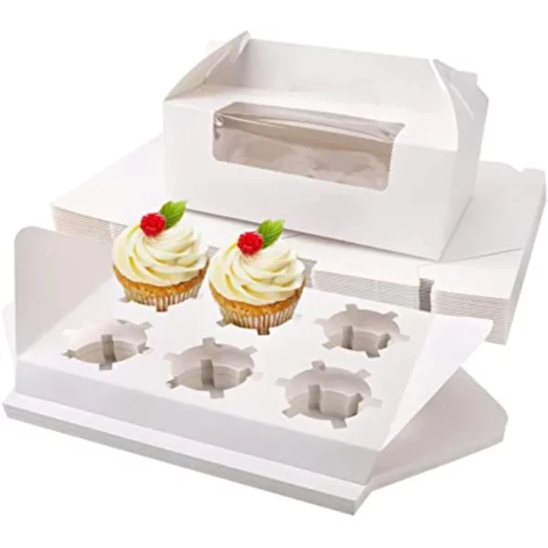 Kraft Paper Cupcake Boxes, White, 12Pcs