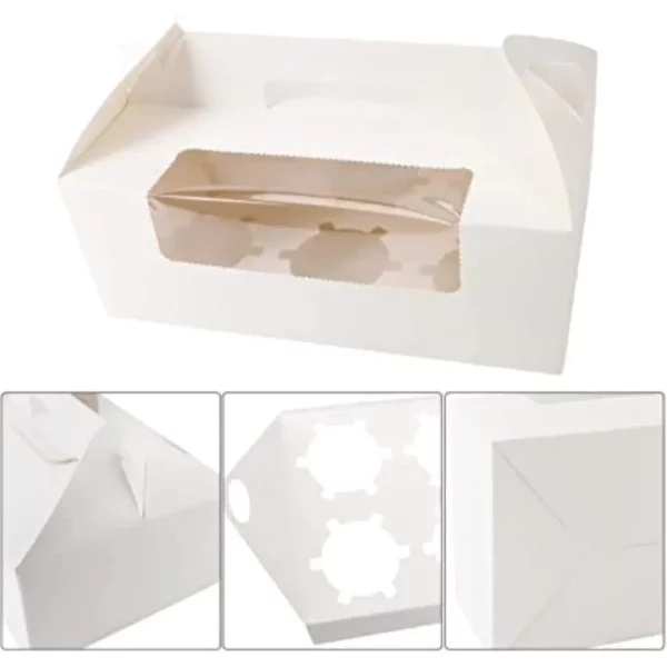 Kraft Paper Cupcake Boxes, White, 12Pcs - Image 2