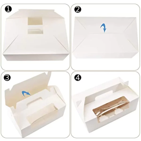 Kraft Paper Cupcake Boxes, White, 12Pcs - Image 3